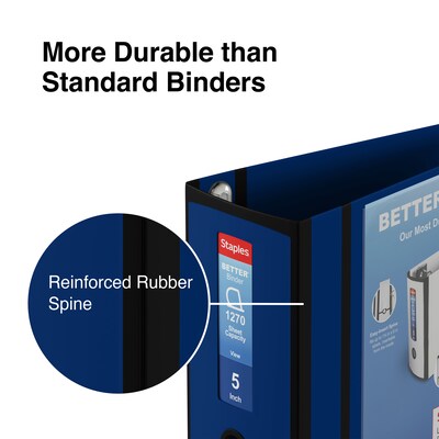 Staples® Better 5" 3 Ring View Binder with D-Rings, Navy Blue (27925)