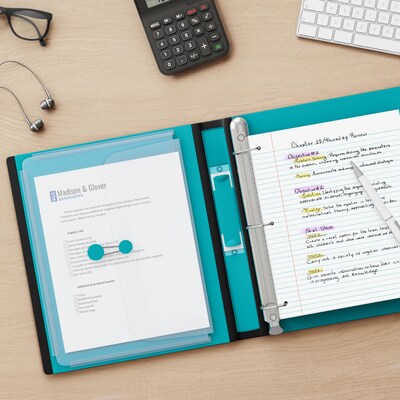 Staples® Better 1" 3 Ring View Binder with D-Rings, Teal (13466-CC)