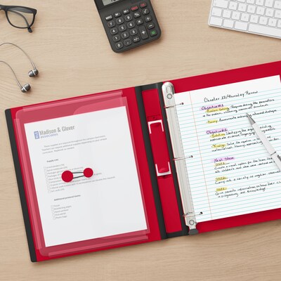 Staples® Better 1" 3 Ring View Binder with D-Rings, Red (18370)