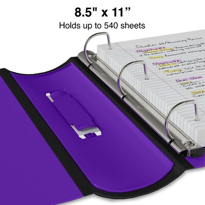Staples® Better 2" 3 Ring View Binder with D-Rings, Purple (20247)