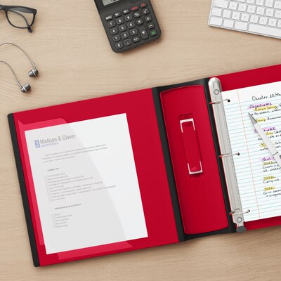 Staples® Better 3" 3 Ring View Binder with D-Rings, Red (18367)