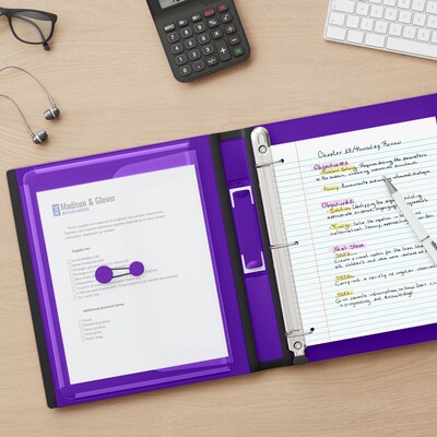 Staples® Better 1-1/2" 3 Ring View Binder with D-Rings, Purple (19061)