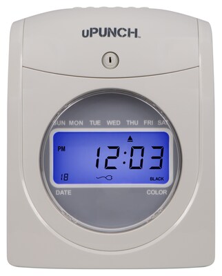 uPunch Electronic Calculating Bundle Punch Card Time Clock System, Gray/Beige (UB2000)