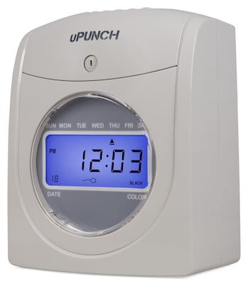 uPunch Electronic Calculating Bundle Punch Card Time Clock System, Gray/Beige (UB2000)