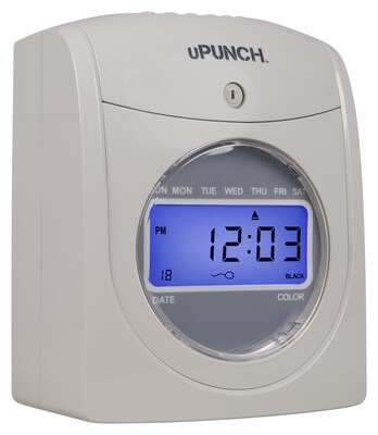 uPunch Electronic Calculating Bundle Punch Card Time Clock System, Gray/Beige (UB2000)