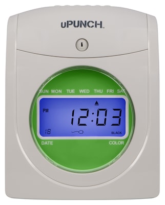 uPunch Electronic Non-Calculating Bundle Punch Card Time Clock System, Green/Beige (UB1000)