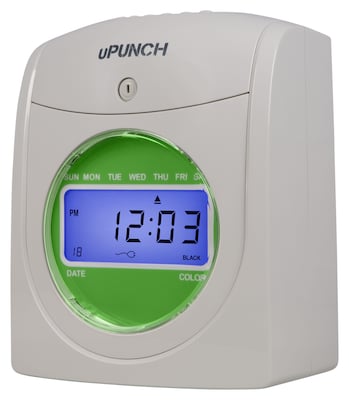 uPunch Electronic Non-Calculating Bundle Punch Card Time Clock System, Green/Beige (UB1000)