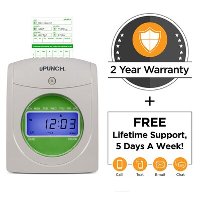 uPunch Electronic Non-Calculating Time Clock Punch Card System Bundle, White (HN1500)