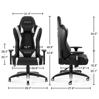 Quill Brand® Vartan Bonded Leather Gaming Chair, White/Black (58542)