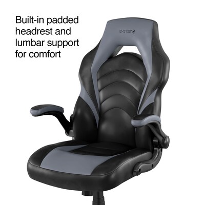 Quill Brand® Luxura Faux Leather Racing Gaming Chair, Black and Gray (52503)