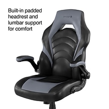 Quill Brand® Luxura Faux Leather Racing Gaming Chair, Black and Gray (52503)