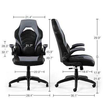 Quill Brand® Luxura Faux Leather Racing Gaming Chair, Black and Gray (52503)