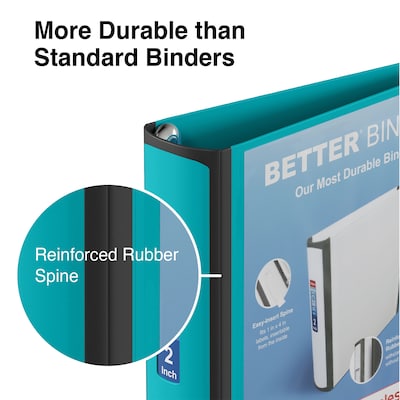Staples® Better 2" 3 Ring View Binder with D-Rings, Teal (13470-CC)