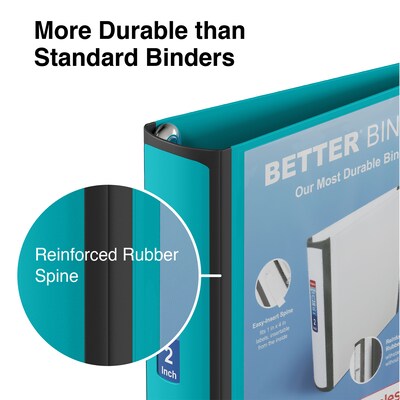 Staples® Better 2" 3 Ring View Binder with D-Rings, Teal (13470-CC)