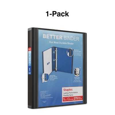 Staples 1" 3-Ring Better Binder, Black (13395)