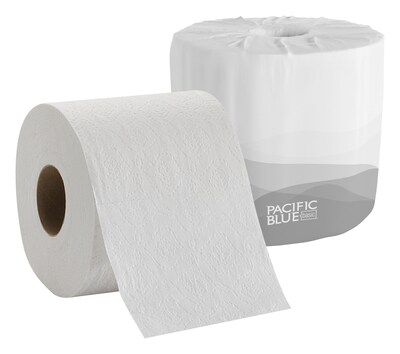 Pacific Blue Basic 1-Ply Inner Wrapped Embossed Toilet Paper by GP PRO, White, 550 Sheets/Roll, 80 Rolls/Case (19881/01)