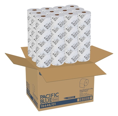 Pacific Blue Basic High Capacity Toilet Paper, 2-Ply, White, 1000 Sheets/Roll, 48 Rolls/Carton (19448/01)