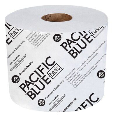 Pacific Blue Basic High Capacity Toilet Paper, 2-Ply, White, 1000 Sheets/Roll, 48 Rolls/Carton (19448/01)