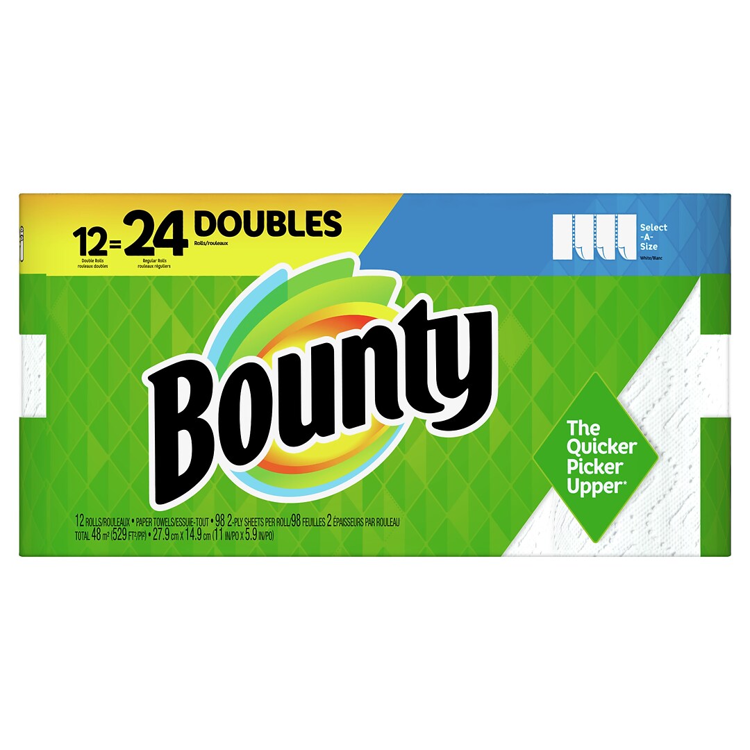 Bounty Select A Size Paper Towel 2 Ply 98 Sheets Roll 12 Rolls Pack 76209 Quill Com