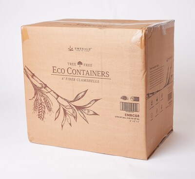 Emerald Tree-Free Farm to Paper Agricultural Waste Clamshell Container, 50/Box (EMRCS8)