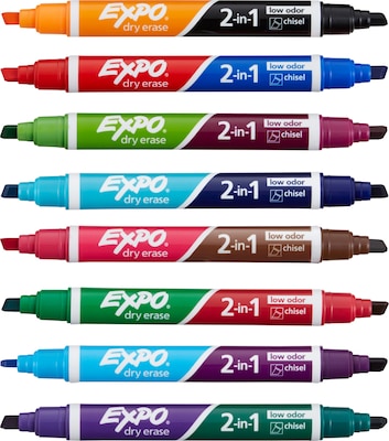 Expo 2-in-1 Tank Dry Erase Markers, Chisel Tip, Assorted, 8/Pack (1944658)