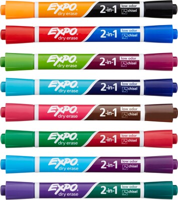 Expo 2-in-1 Tank Dry Erase Markers, Chisel Tip, Assorted, 8/Pack (1944658)