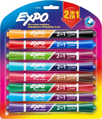 Expo 2-in-1 Tank Dry Erase Markers, Chisel Tip, Assorted, 8/Pack (1944658)