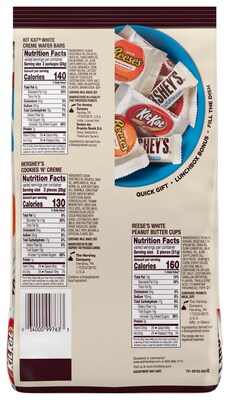 Hershey's Whie Crème Lovers Snack Size Reese's, Hershey's & KiKat White Chocolate Candy Bar, 31.6 oz. (246-00353)