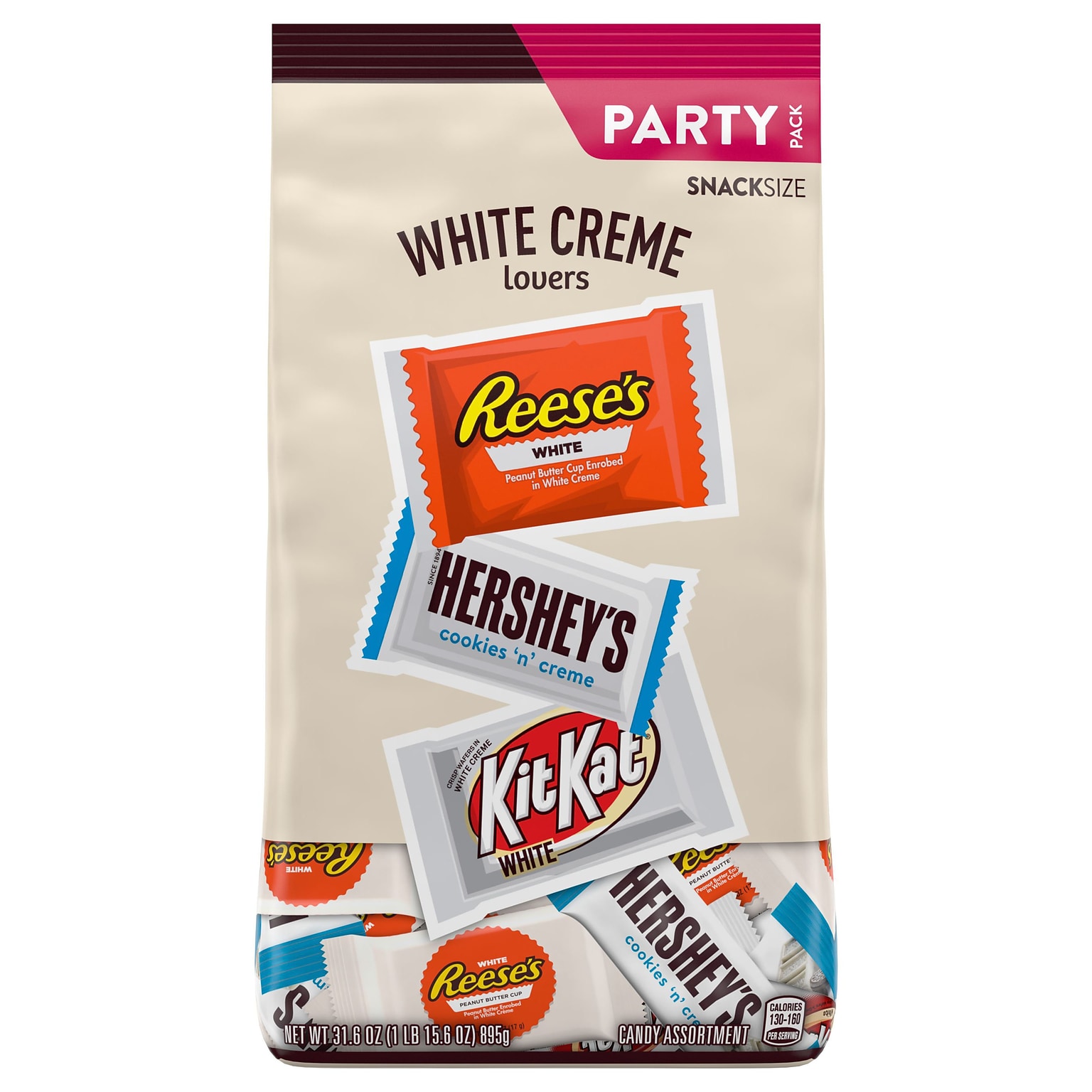 Hersheys Whie Crème Lovers Snack Size Reeses, Hersheys & KiKat White Chocolate Candy Bar, 31.6 oz. (246-00353)