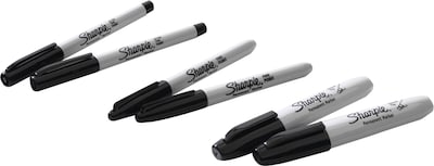 Sharpie Variety Pack Permanent Markers, Assorted Tips, Black, 6/Pack (2135318)