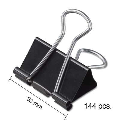 Staples® Medium Binder Clips, Medium, Black, 144/Pack (ST32003/32003)