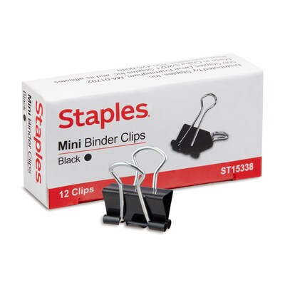 Staples® 0.6 Binder Clips, Mini, Black, 144/Pack (ST15338/15338)