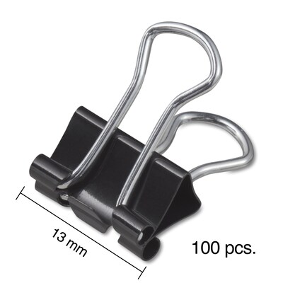 Staples 0.5"W Binder Clips, Micro, Black, 100/Pack (15340)