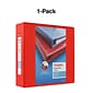 Staples® Heavy Duty 4" 3 Ring View Binder with D-Rings, Red (ST56299-CC)