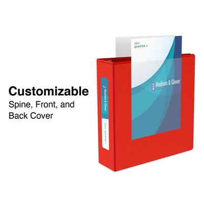 Staples® Heavy Duty 4" 3 Ring View Binder with D-Rings, Red (ST56299-CC)