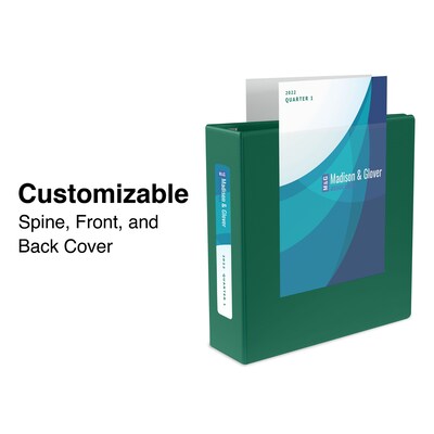 Staples® Heavy Duty 1-1/2" 3 Ring View Binder with D-Rings, Dark Green (56310-CC/24682)