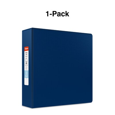 Staples Heavy Duty 3" 3-Ring Non-View Binder, D-Ring, Blue (ST56275-CC)