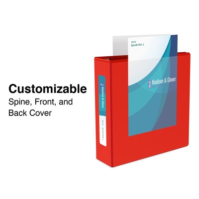 Staples® Heavy Duty 1-1/2 3 Ring View Binder with D-Rings, Red (24681)