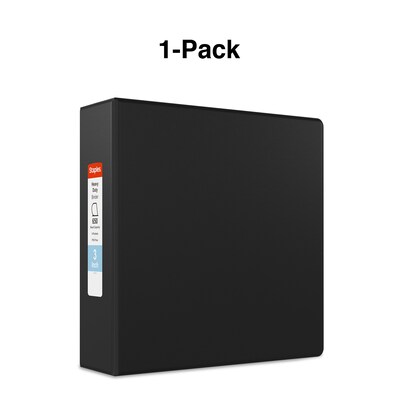 Staples Heavy Duty 3" 3-Ring Non-View Binder, D-Ring, Black (ST56241-CC)