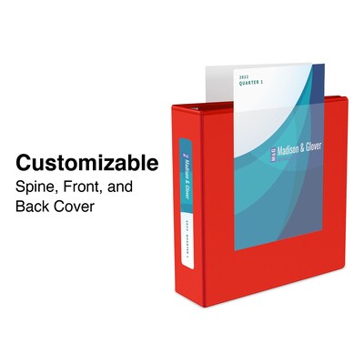 Staples® Heavy Duty 3" 3 Ring View Binder with D-Rings, Red (ST56298-CC)