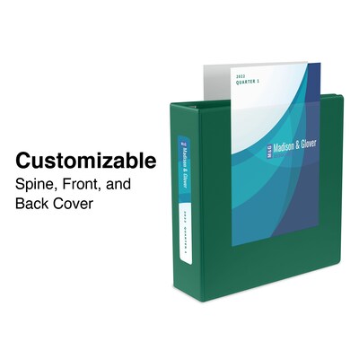 Staples® Heavy Duty 1" 3 Ring View Binder with D-Rings, Dark Green (ST56309-CC)