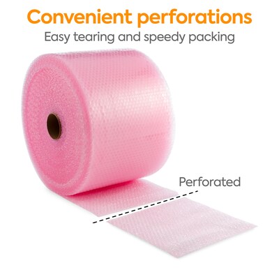 Staples® Perforated Bubble Roll, Anti-Static, Pink, 12" x175' (4072825)