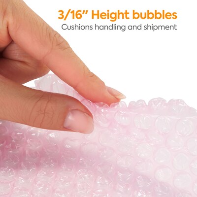 Staples® Perforated Bubble Roll, Anti-Static, Pink, 12" x175' (4072825)