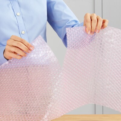 Staples® Perforated Bubble Roll, Anti-Static, Pink, 12" x175' (4072825)