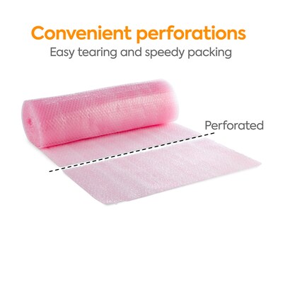 Staples 3/16" Anti-Static Bubble Roll, 24" x 30', AF23Pink (4069427)