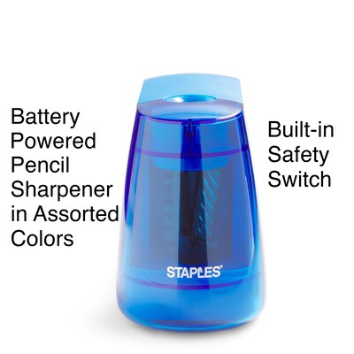 Staples® Battery Powered Pencil Sharpener, Assorted Colors (27661)