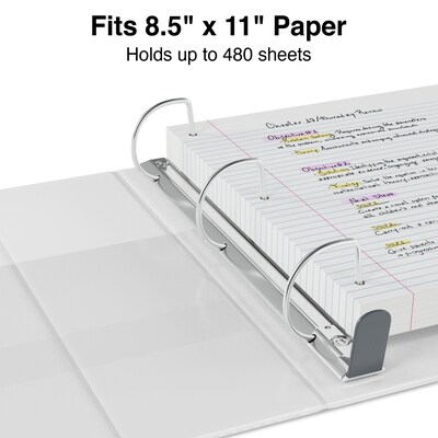 Staples® Heavy Duty 2" 3 Ring View Binder with D-Rings, White, 6/Pack (56264CT/24688CT)