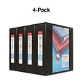 Staples® Heavy Duty 3 3 Ring View Binder with D-Rings, Black, 4/Pack (24690CT)