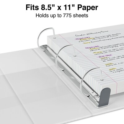 Staples® Heavy Duty 4" 3 Ring View Binder with D-Rings, White, 4/Pack (56266CT/24696CT)