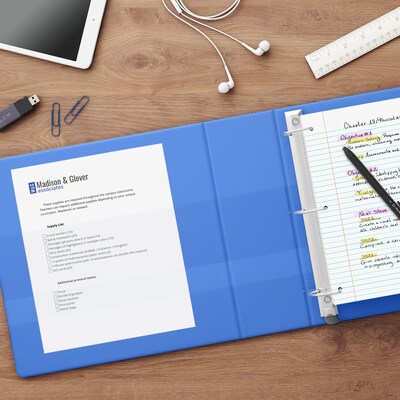 Staples® Heavy Duty 1 1/2" 3-Ring View Binders, D-Ring, Periwinkle (ST56290-CC)